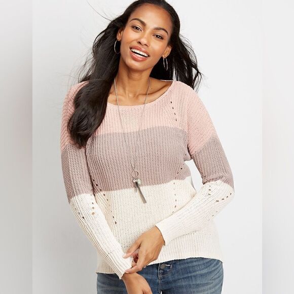 Maurices Sweaters - Maurices Matte Chenille Ombré Colorblock Pullover Sweater